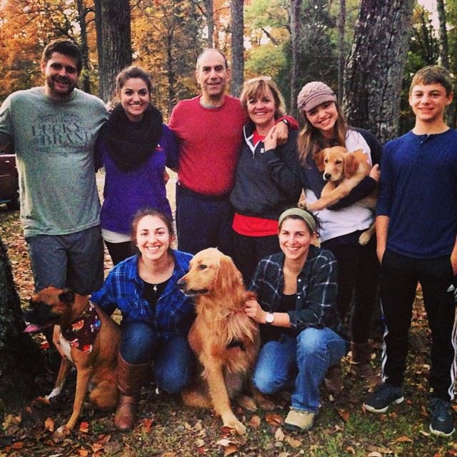 Mollie with giant Golden Retreiver, Jethro Bodean